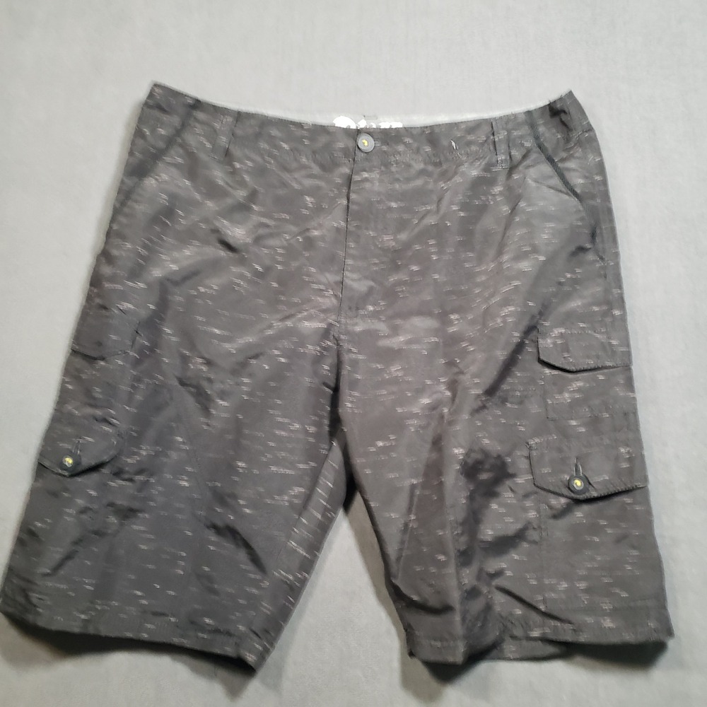 Plugg Cargo Shorts Mens 38 Black Space Dye Heathered Multi Pocket Casual